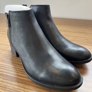 Kenneth Cole Black Leather Ankle Boots Bootie Women's 7.5 Levon Comfort